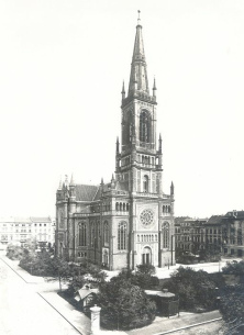 Düsseldorf, die Johanniskirche von 1881,
                        Aufnahme von 1900 ca.