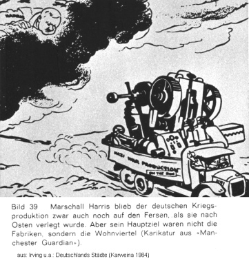 Bild 39: Die deutsche Rüstungsindustrie
                          wird nach Ostdeutschland verlagert. Karikatur
                          des Manchester Guardian, 1943 ca.