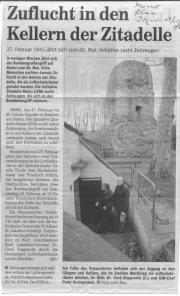Mainzer Rhein-Zeitung, Artikel "Zuflucht in
                  den Kellern der Zitadelle" vom 7. Januar 2005
                  [21].