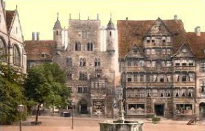 Tempelhaus (Templerhaus) und Wedekindhaus um
                    1900