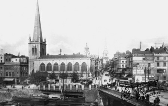 Bristol, die Kirche St.-Nikolaus (St
                        Nicholas) mit Brücke, 1920 ca.
