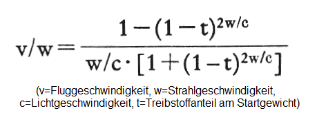 Die Formel von Einstein fr die
                        Fluggeschwindigkeit