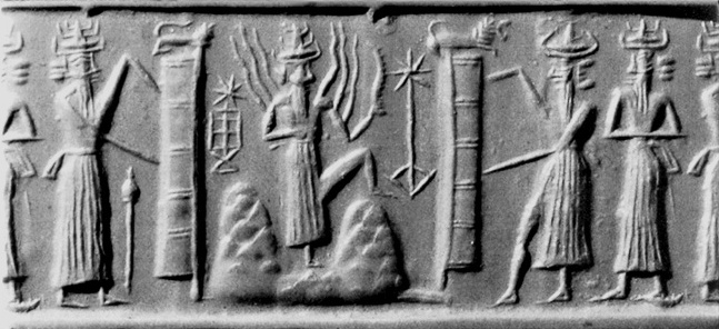 Annunaki-Ausserirdische der Sumerer mit
                        Sternsymbolen