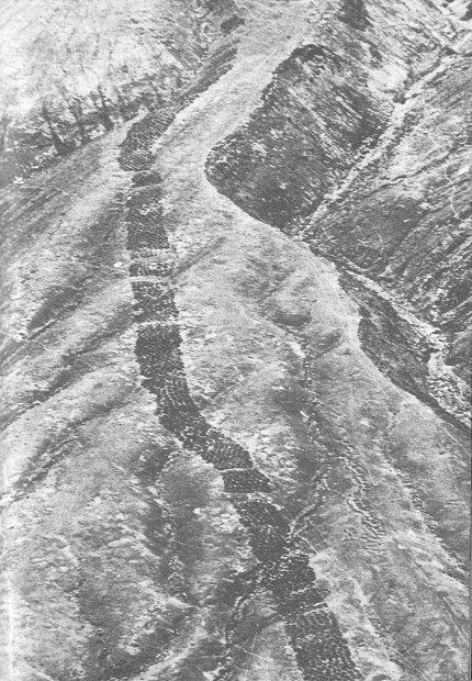 La pista de agujeros (pista de
              huecos, franja de agujeros) en la regin de Pisco, vista
              area 02