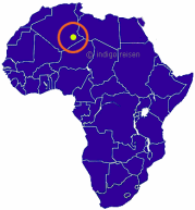 Mapa de frica con la posicin de las
                            montaas Tassili en Argelia del Sur