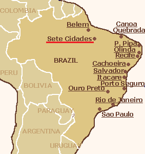 Mapa
                          con la posicin de Sete Cidades (Siete
                          Ciudades) en Brasil