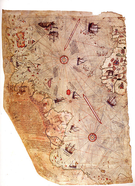 Mapa de Piri Reis
                          con Espaa, frica, Atlntico y Amrica