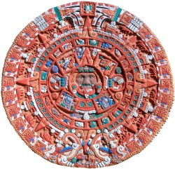 Piedra del sol, calendario,
                                    colorado mayormente en rojo