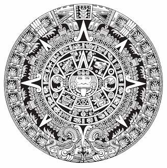 Piedra del sol, calendario, en
                                  blanco y negro para pintar