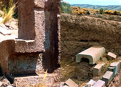 Puma Punku (Puma
                          Puncu), conducto angular preciso