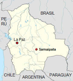 Mapa con Bolivia con
                      Samaipata