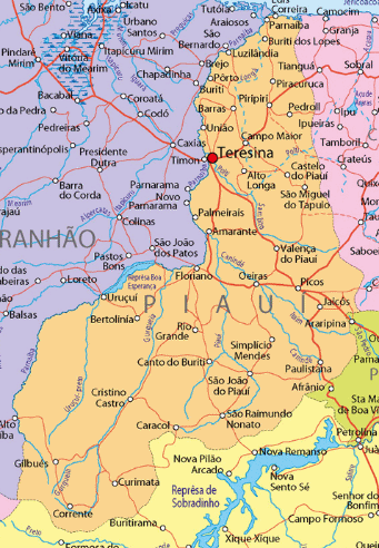 Mapa de la
                            provincia de Piaui con Teresina