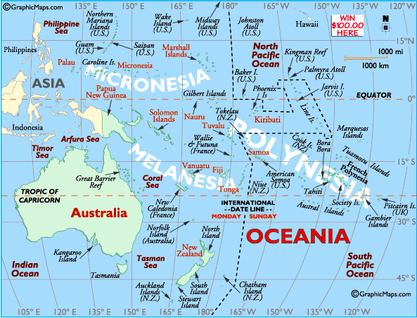 Mapa de Oceana con las islas
                Carolinas