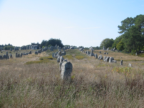 Hileras de menhires en Carnac con diversas formas