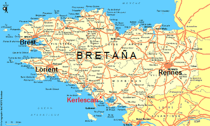 Mapa de la Bretaa
                        con Kerlescan