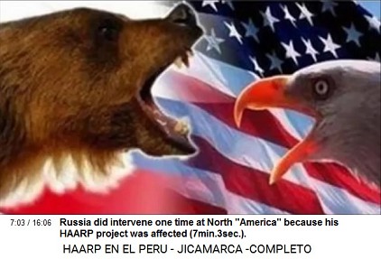 Criminal "U.S.A." bothering a
                          HAARP project of Russia Russia did intervene
                          one time at North "America" because
                          his HAARP project was affected (7min.3sec.).