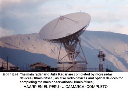 Observation radar at Jicamarca
