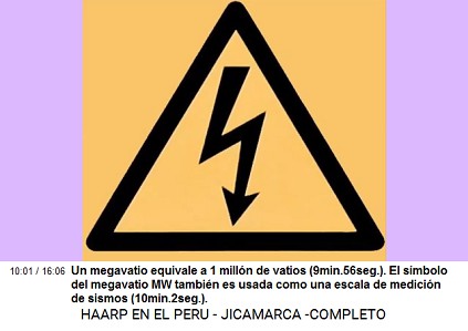 Un megavatio equivale a 1 millón de
                          vatios (9min.56seg.). El símbolo del megavatio
                          MW también es usada como una escala de
                          medición de sismos (10min.2seg.).