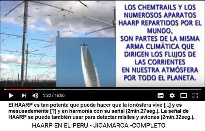 El HAARP es tan potente que puede hacer
                          que la ionosfera vive y es mesusademente y en
                          harmona con su seal (2min.27seg.). La seal
                          de HAARP puede tambin usar para detectar
                          misiles y aviones (2min.32seg.).