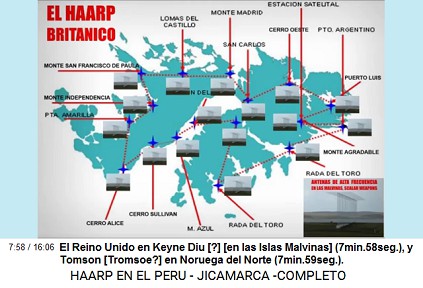 El Reino Unido en KU [en las Islas
                          Malvinas] (7min.58seg.), y Tomson [Tromsoe?]
                          en Noruega del Norte (7min.59seg.).