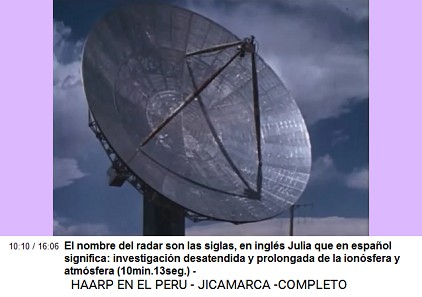 El nombre del radar son las siglas, en
                          ingls Julia que en espaol significa:
                          investigacin desatendida y prolongada de la
                          ionosfera y atmsfera (10min.13seg.) -