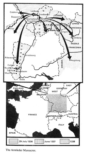 Map of the Armleder pogroms 1336-1339