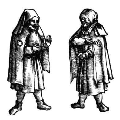 A
                        ring on the coat as a Jewish sign, fair leaflet
                        of Frankfurt, about 1516