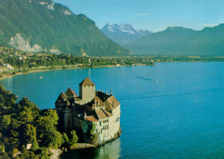 Chillon castle at the Lake of
                Geneva, place of horror in 1348