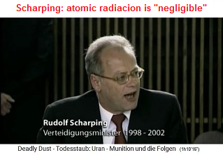 NATO criminal and
                          German SPD defense minister Rudolf Scharping
                          stating: Nuclear radiation of "uranium
                          ammunition" is "negligible"