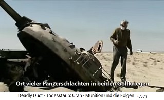 Ein Atommll-Panzerwrack von 1991
                                  oder 2003, kontaminiert durch eine
                                  NATO-Atomrakete
                                  ("Uranmunition") 01