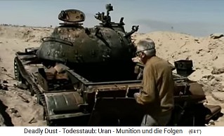 Ein Atommll-Panzerwrack von 1991
                                  oder 2003, kontaminiert durch eine
                                  NATO-Atomrakete
                                  ("Uranmunition") 02