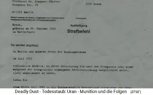 The Berlin
                                  District Court (Amtsgericht) draws up
                                  a penalty order (Strafbefehl) against
                                  Dr. Gnther for "spreading of
                                  ionising radiation"