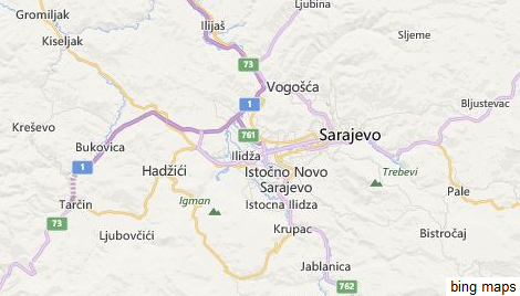 Sarajevo with Hadzici on the map