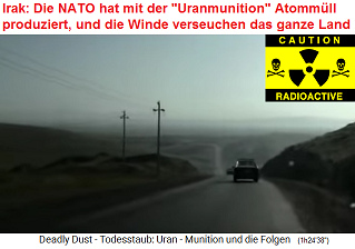 Landstrasse im Nord-Irak: Die
                                Wstenwinde wehen den radioaktiven
                                Atomstaub aus Sd-Irak bis in den
                                Nord-Irak und verseuchen den gesamten
                                Irak