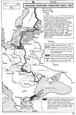 Russland und SU 1700 bis 1945: Westgrenzen,
                  Karte