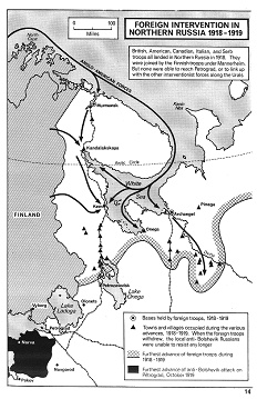 Sowjetunion SU 1918-1919: Alliierter Angriff von
                  Norden, Karte