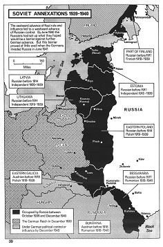 Sowjetunion 1939-1940: Besetzungen in Osteuropa,
                  Karte