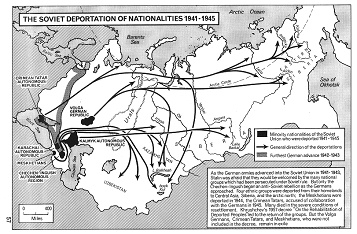 Sowjetunion SU 1941-1945: Deportation ganzer
                  Nationen, Karte
