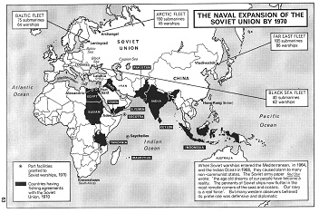 Sowjetunion SU 1970: Die Flottenexpansion der SU
                  bis 1970, Fischerei und U-Boote, Karte