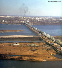 Khabarovsk with bridge over Amur river