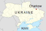 Karte der
                Ukraine mit Charkow und der Krim
