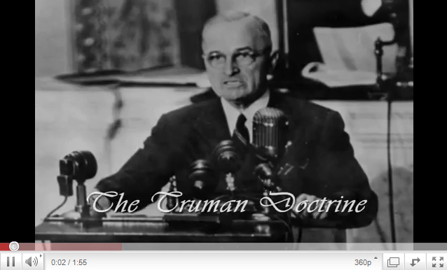 Truman-Doktrin, die Rede Trumans vom
                          12.3.1947 [1], ein Intrigen-Freimaurer, der
                          selber die rassistische "USA"
                          regiert, "Freiheit" verspricht und
                          den Kommunismus finanziert!!!