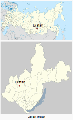 Karte Russlands mit
                        der Position von Bratsk