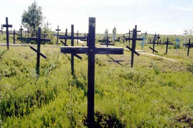 Workuta, wo zu Gulagzeiten ein
                            Kohlenschaft war, ist heute ein Friedhof