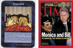 22. Spielkarte mit einem Skandal
                                mit einem Prchen im Doppelbett - und
                                dann soll dies Monika Lewinski und Bill
                                Clinton sein