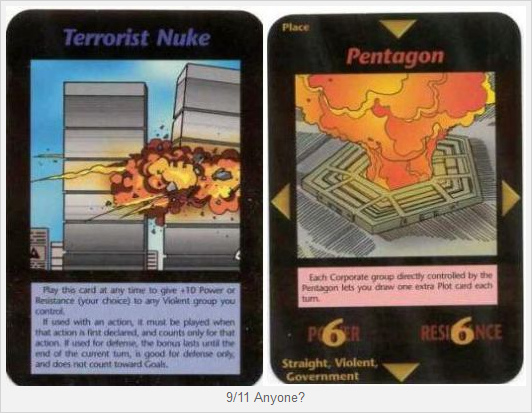 Explosion in WTC South
                          Tower and explosion in the Pentagon, predicted
                          in the card game as it happened later on Sep
                          11, 2001, only North and South tower changed