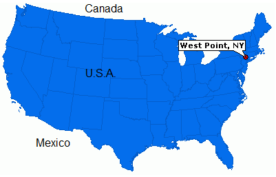 Karte der
                        "USA" mit West Point