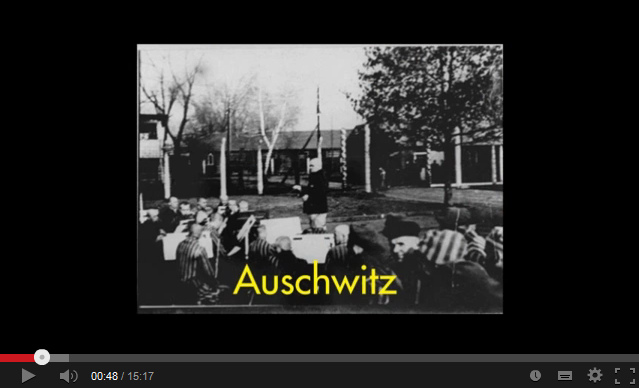 Shoa Foundation, das Video zeigt auf einem Foto
                das Lagerorchester Auschwitz