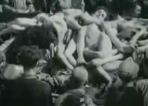 Bergen-Belsen, pile of dead bodies on a trailer
                    (12min.54sec.)