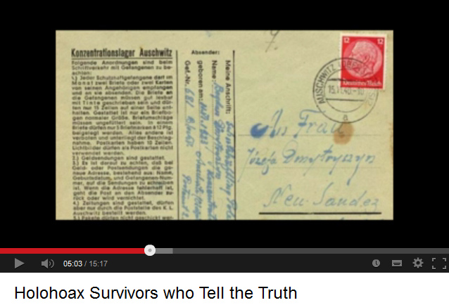 Shoa Foundation, the video
                shows a postcard from cc Auschwitz